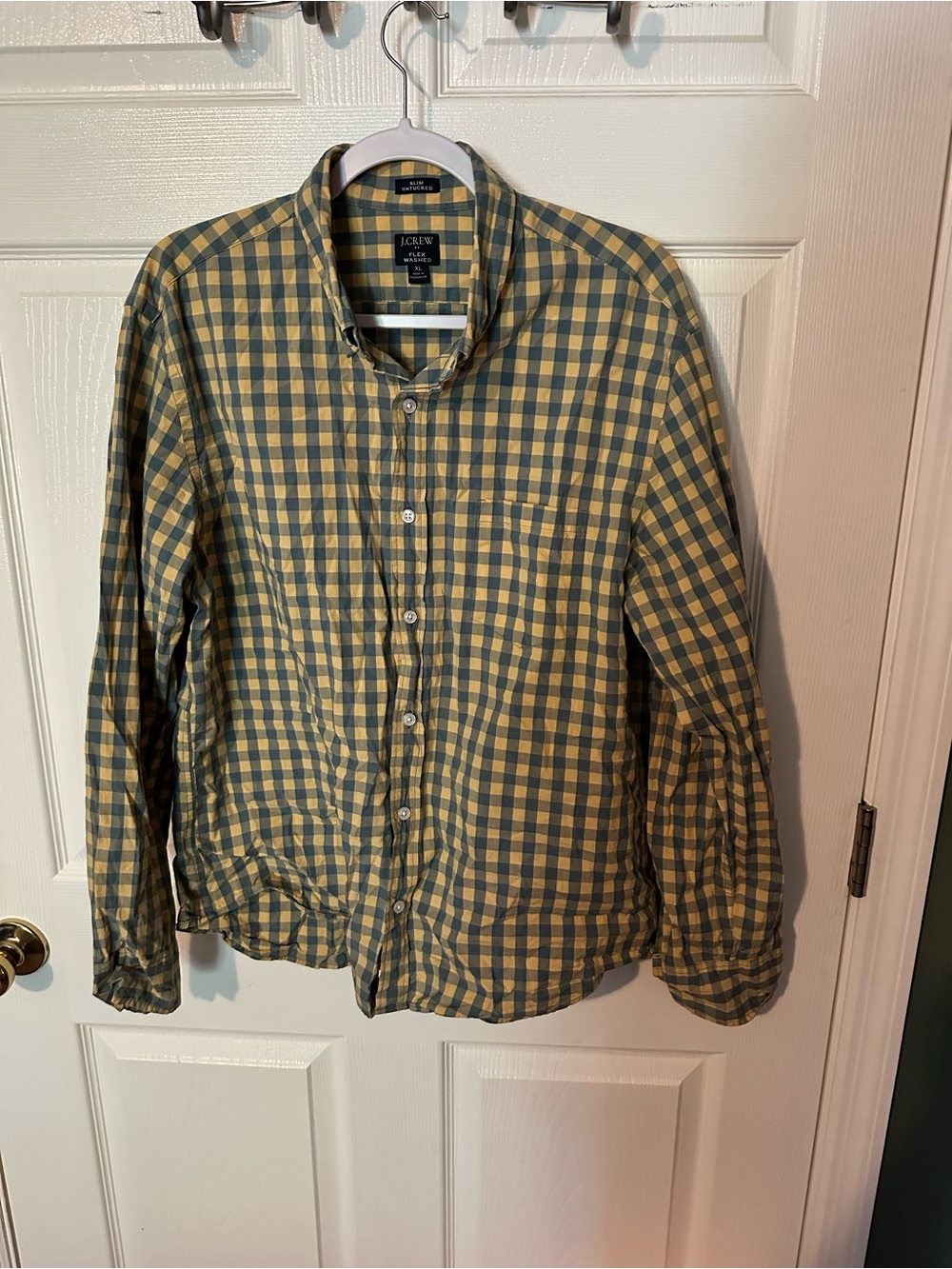 J. Crew Green and Yellow Gingham Button-Down Shirt